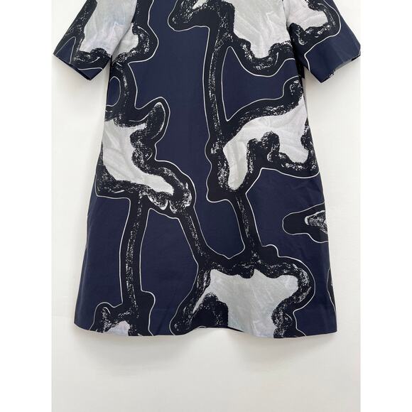 COS Abstract Print Short Sleeve High Neck Artsy A-Line T-Shirt Shift Dress US2 - Picture 9 of 14